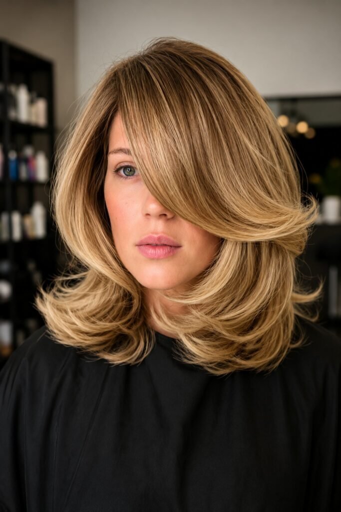 Side-Swept Bangs Butterfly Haircut