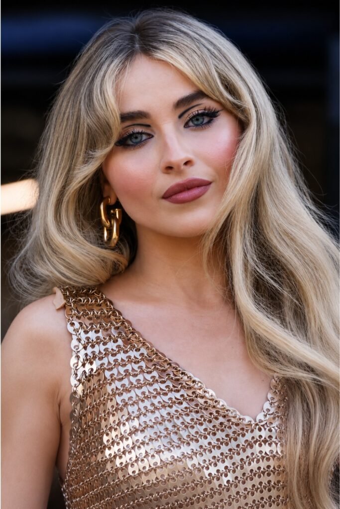 Sabrina Carpenter-inspired hairstyle: Side-Swept with Shine Gloss