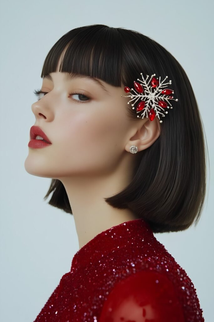Sleek Bob with Festive Accessory