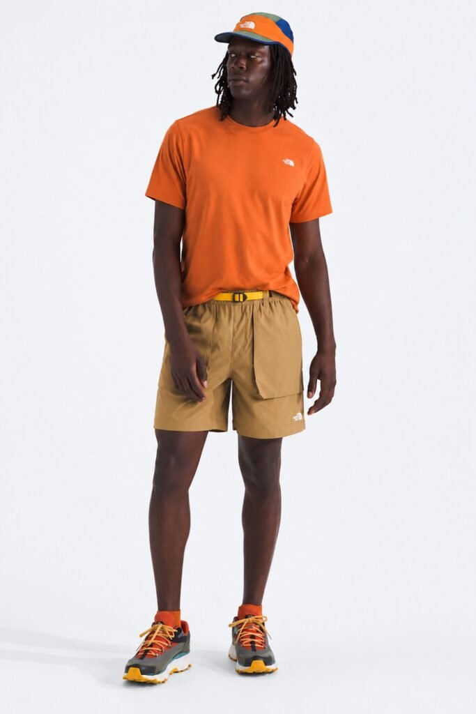 Technical Tee, Nylon Cargo Shorts, Trail Runners, Cap