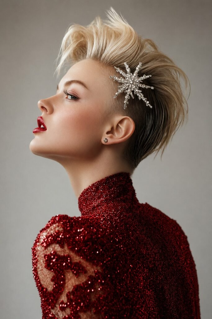 Textured Pixie with Crystal Pin
