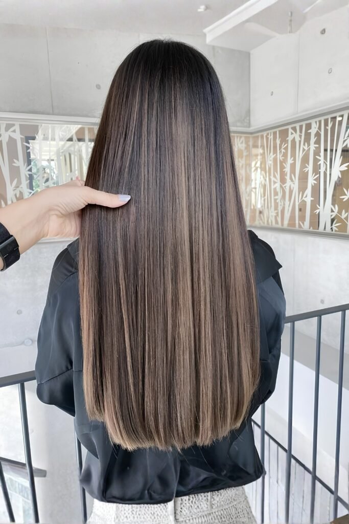 Tiger Eye Babylights on Long Straight Hair