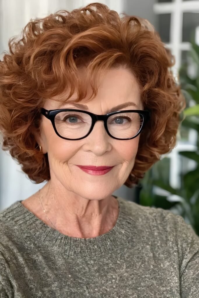 Warm Auburn Curly Bob