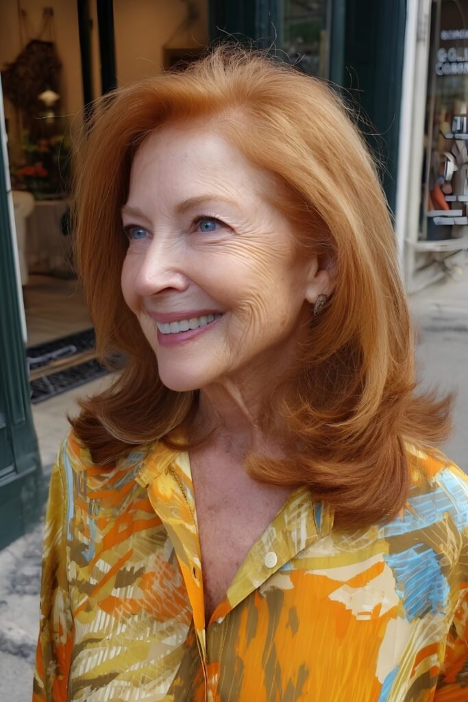 Warm Auburn Shoulder-Length Blowout