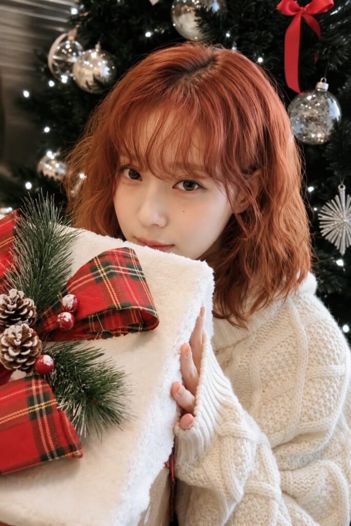 Winter (aespa): Cascading Soft Curls with Velvet Bow
