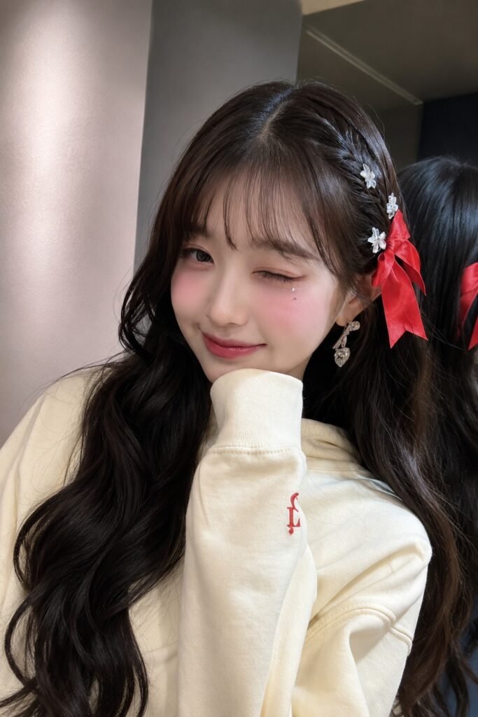 Wonyoung (IVE) Long Straight Glass Hair with Star Pin