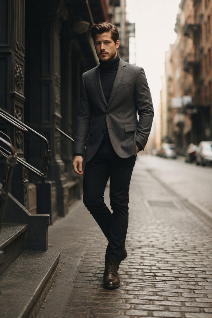 Black outfit with a charcoal layer