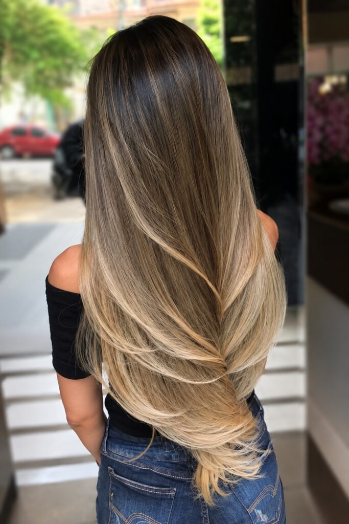 Classic balayage on long hair
