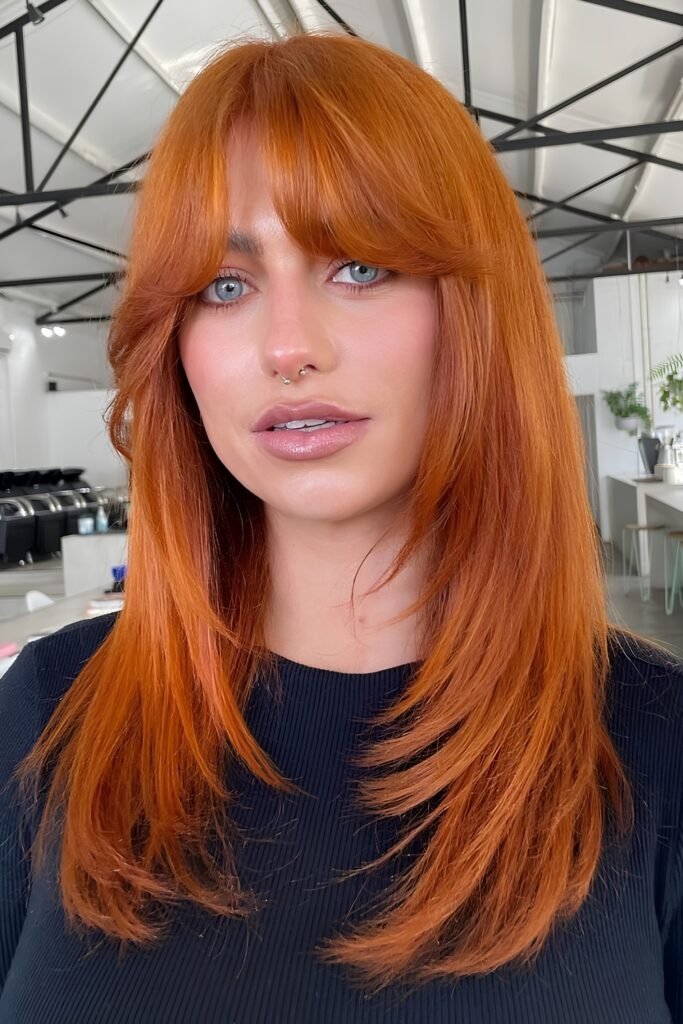 Classic Copper Curtain Bangs
