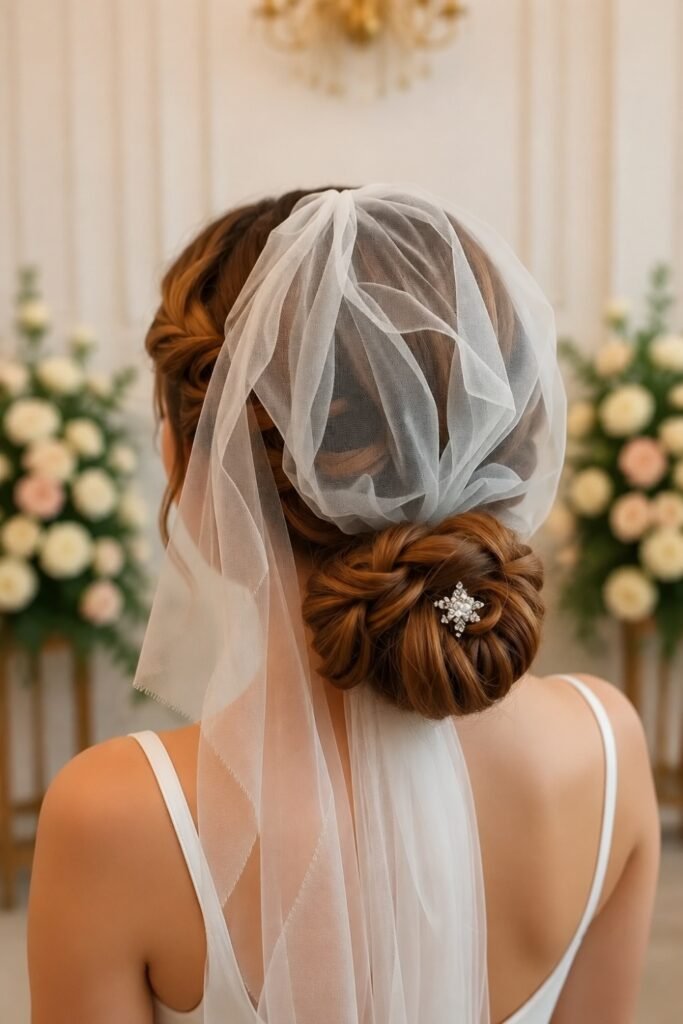 Coiled Hair With a Veil