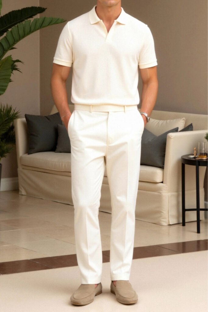 Fine Knit Polo and Trousers