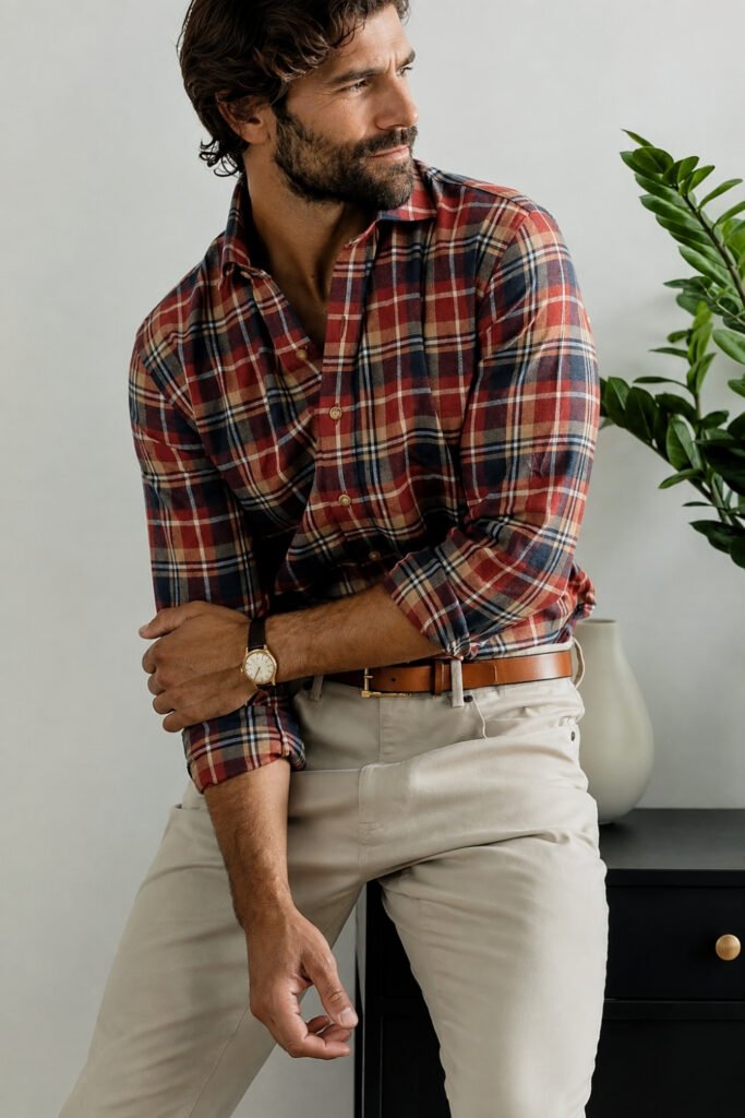 Flannel, Tucked, With a Belt