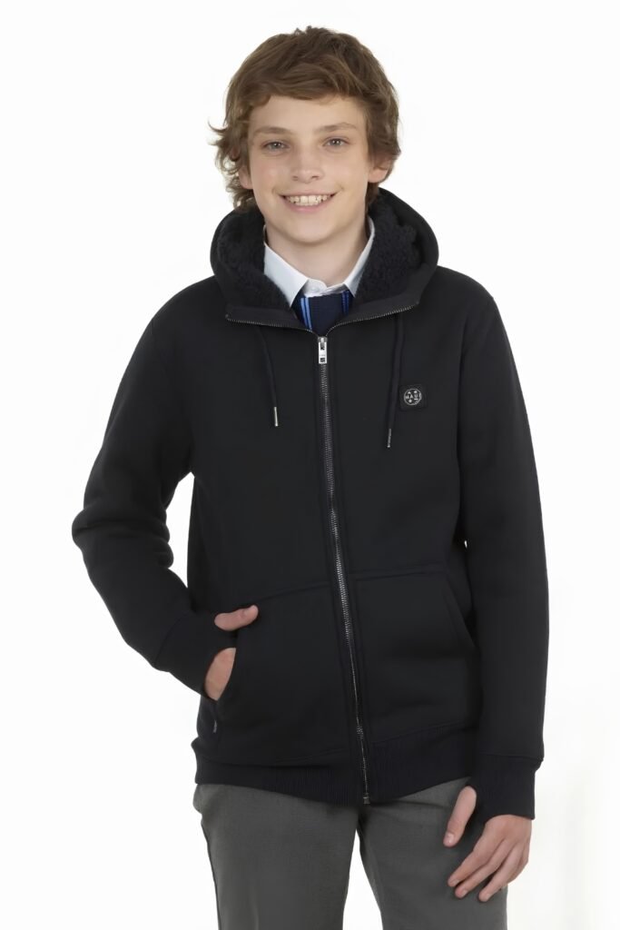 Fleece-Lined Hoodie Over Uniform