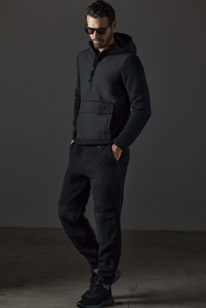 Fleece over technical trousers