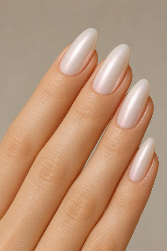 Glazed milky white nails
