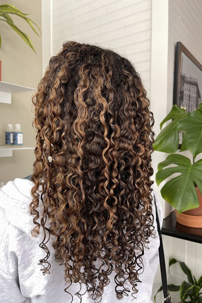 Highlights on long curly hair