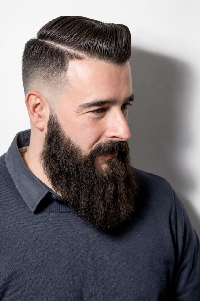 Long beard with a short back and sides