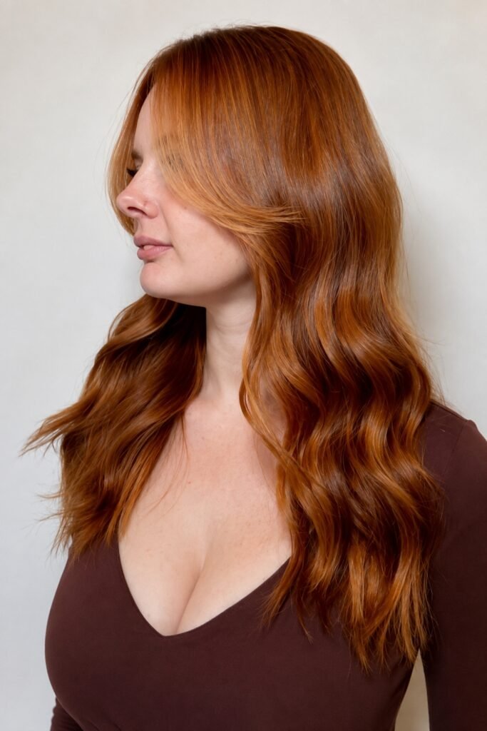 Long Copper Curtain Bangs
