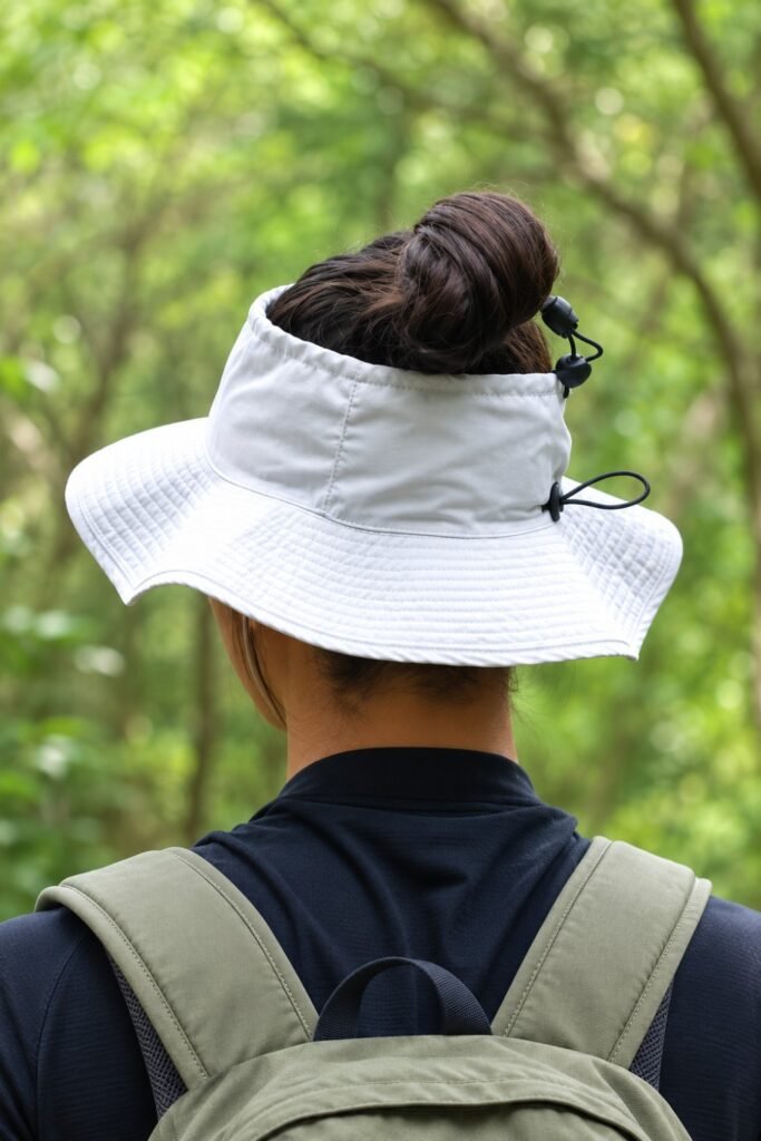 Loose Bun Above the Brim Line