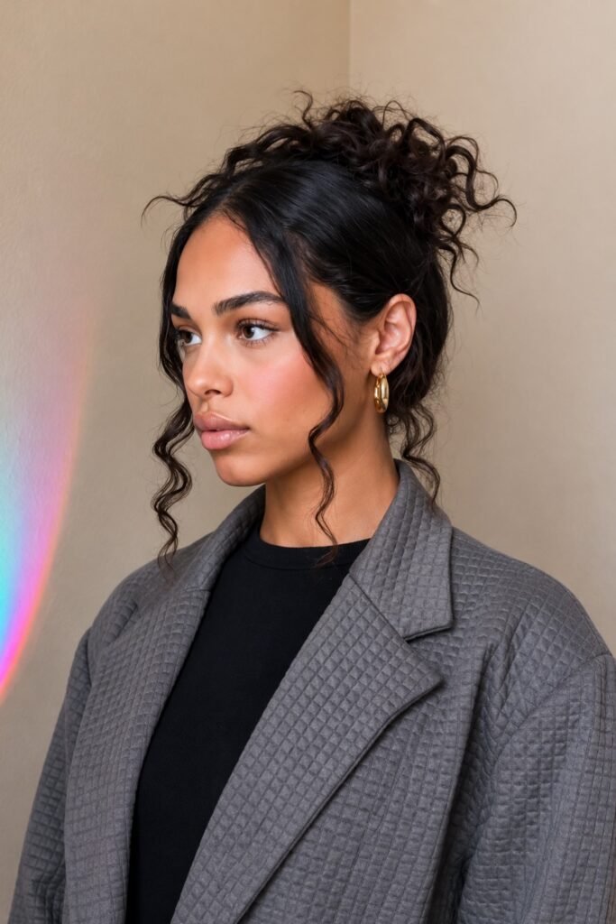 Low Bun With Curls Left Out