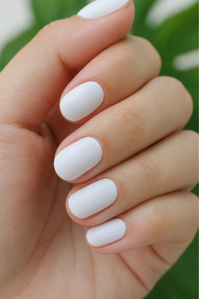 Matte white nails