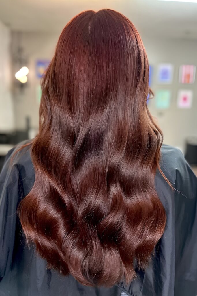 Natural auburn waves with enhanced shine