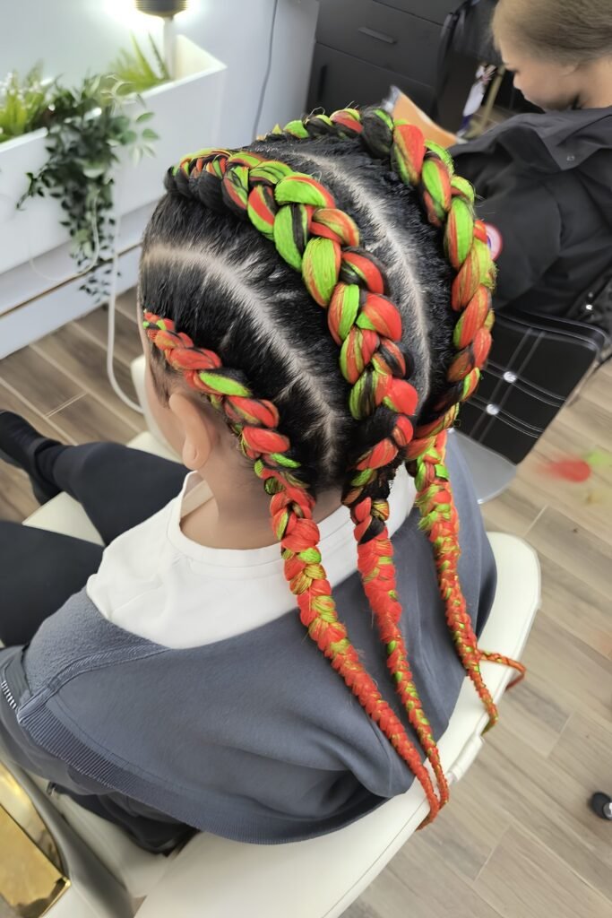 Red and Green Braiding Hair