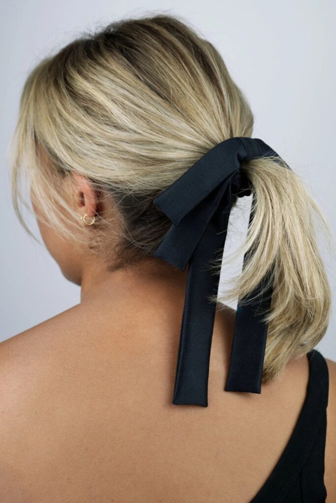Silk ribbon tied in the hair