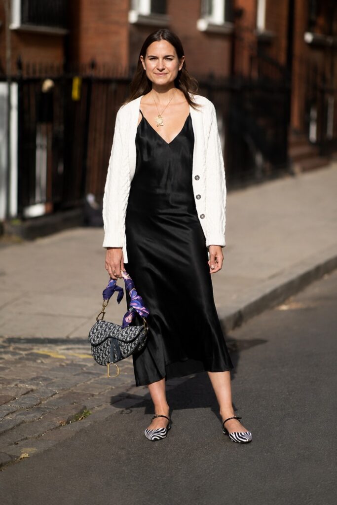 Slip dress with a knit layer
