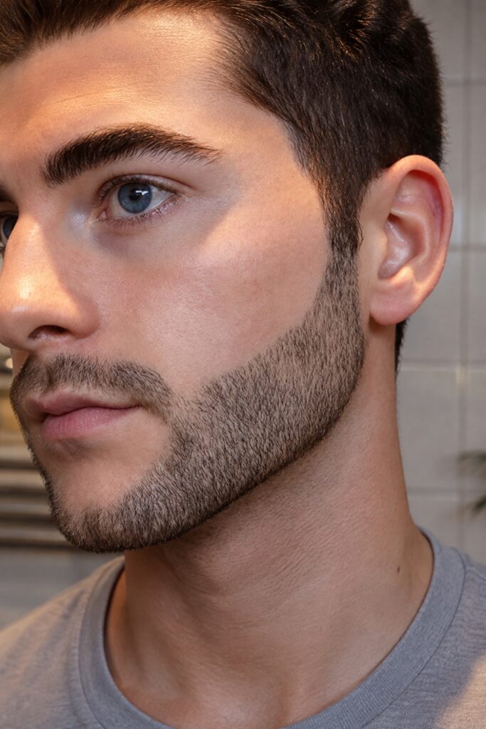 Stubble with defined cheek lines