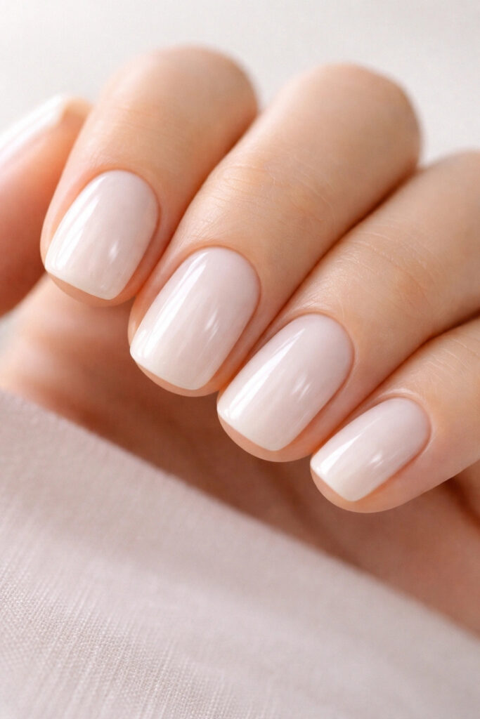 Milky white nails