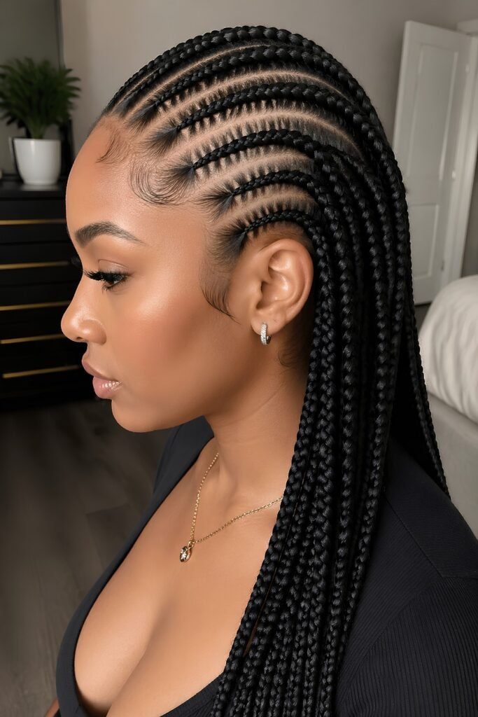 Tree Design Into Box Braids