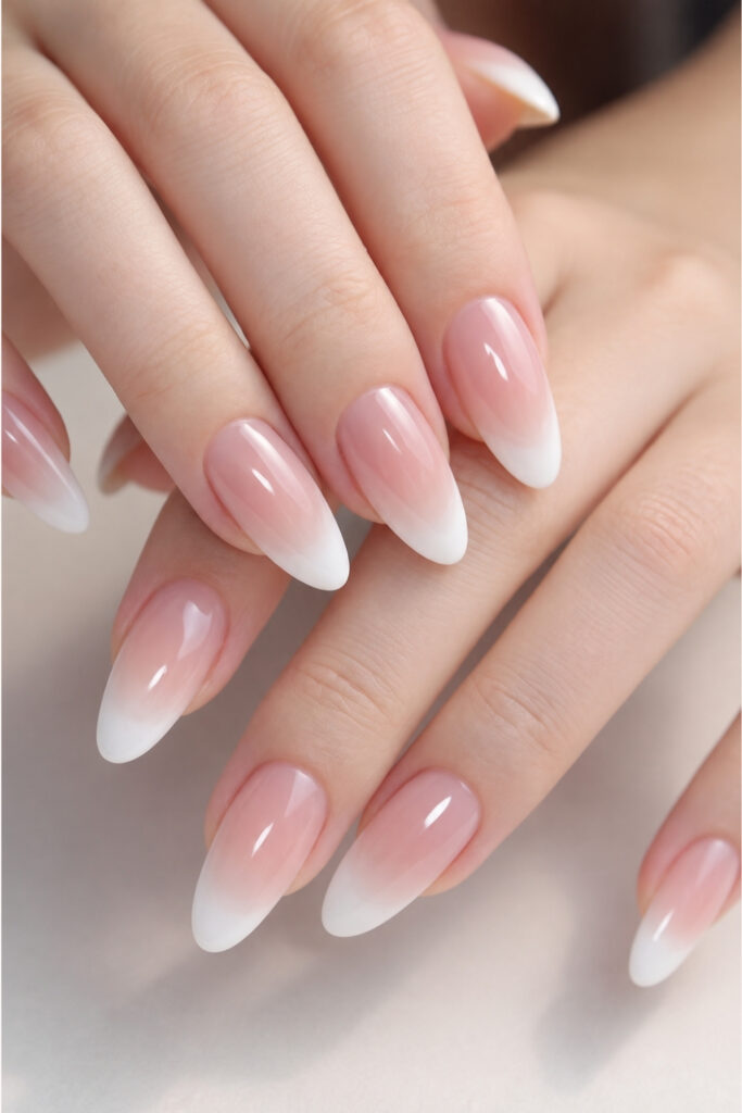 White ombre aura nails