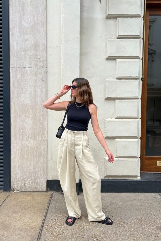 Wide-Leg Trousers With a Fitted Knit