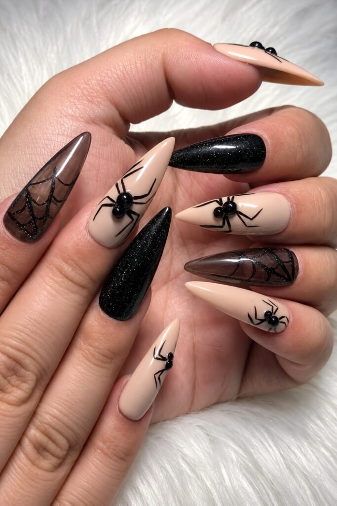 3D Black Spider on Nude