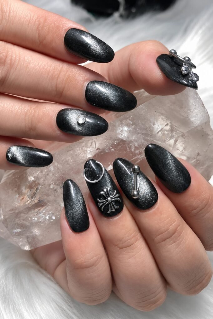 Black Velvet With Chrome Spiders