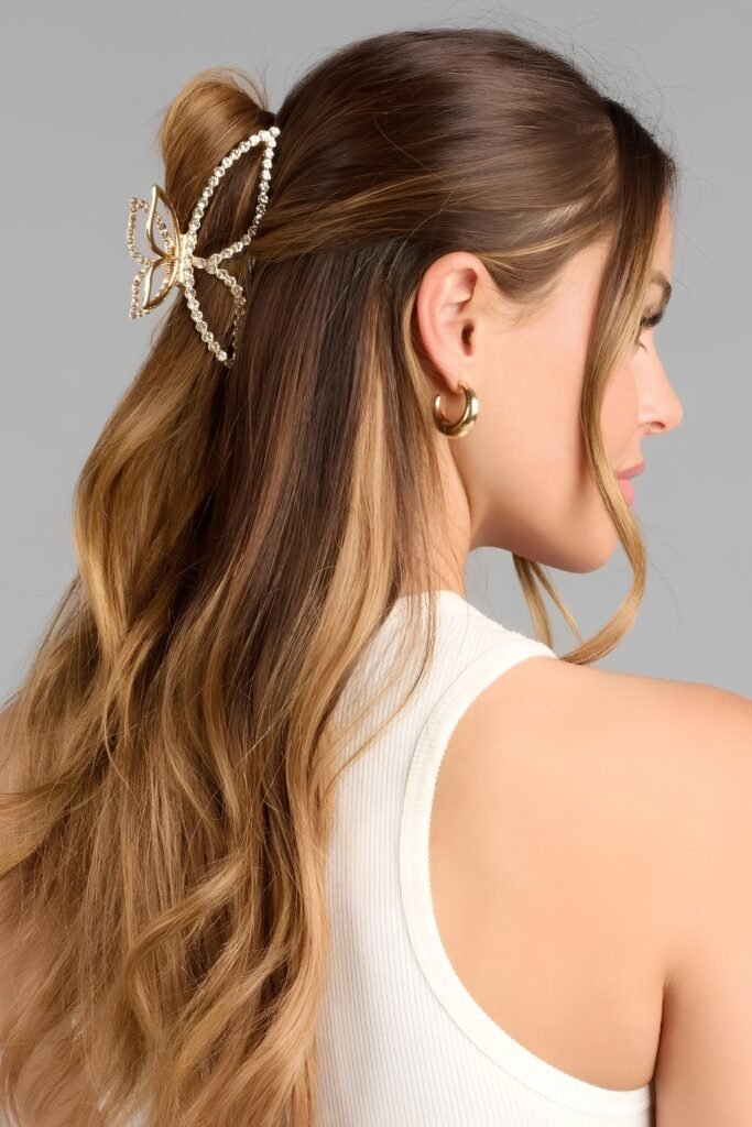 Butterfly Clip in Gold or Crystal