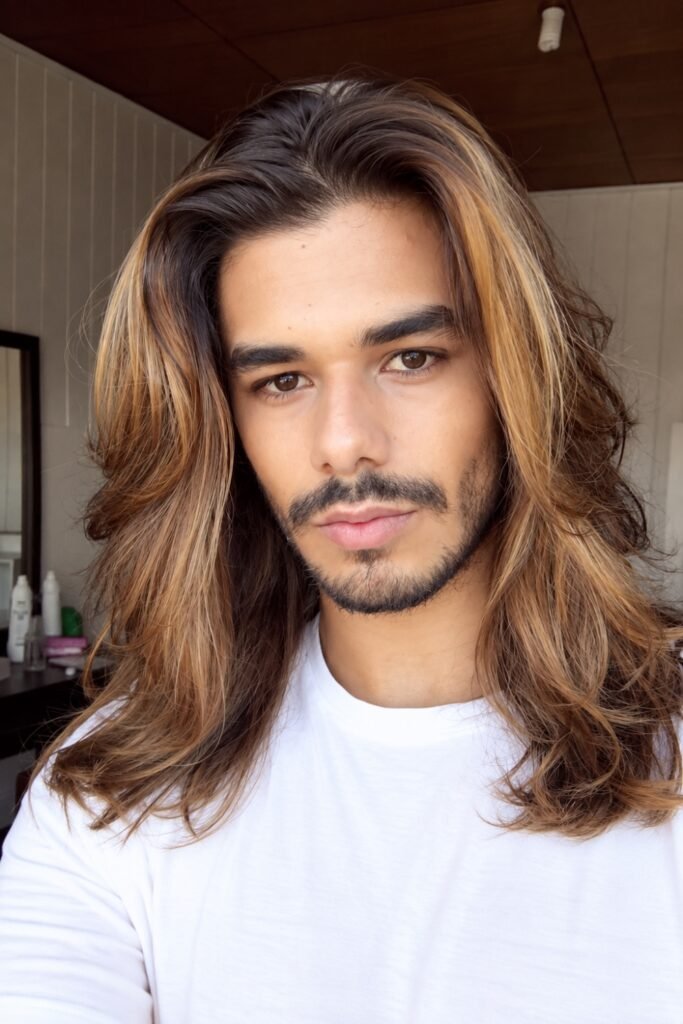 Chestnut balayage on long hair