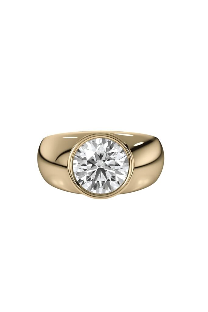 Chunky gold bezel solitaire ring