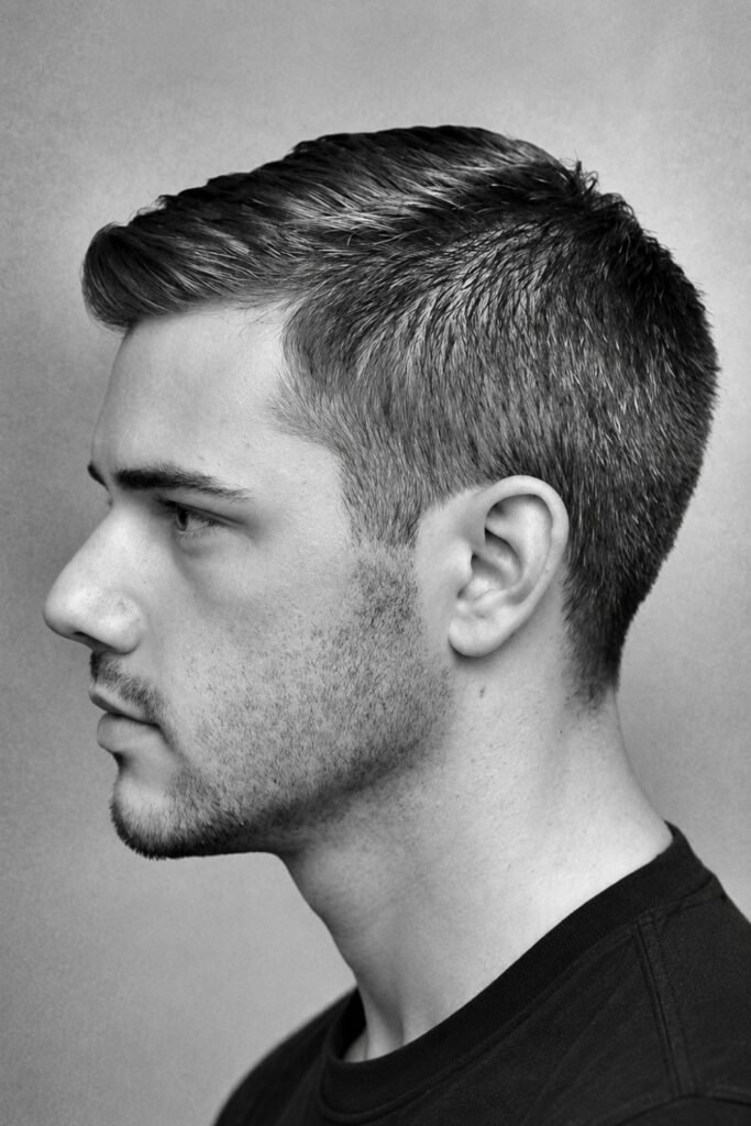 Crew cut with fuller sides