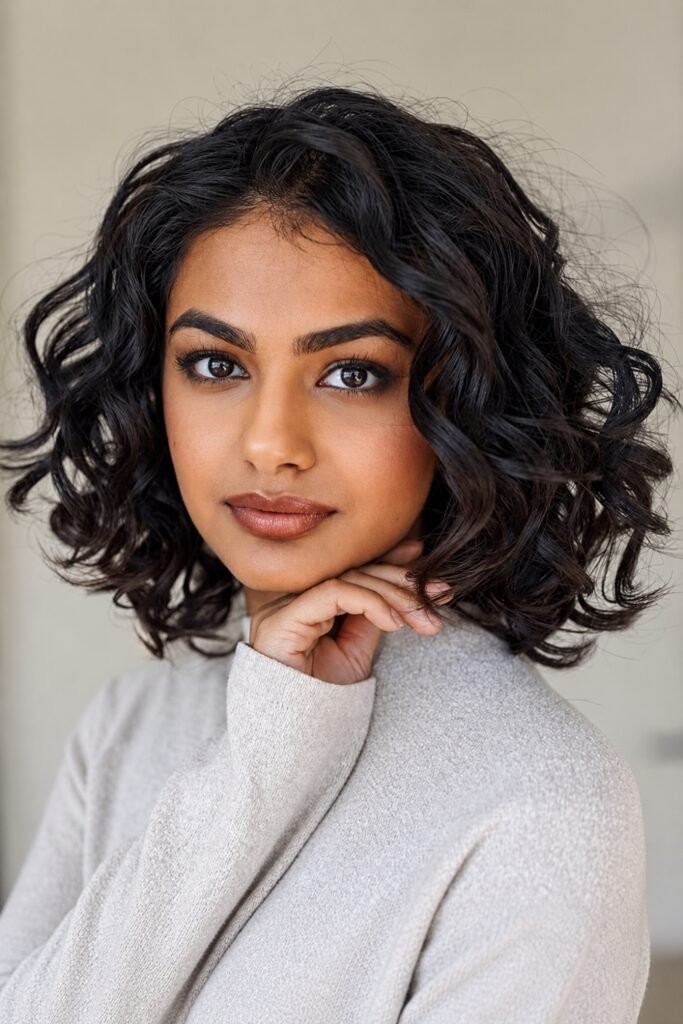 Curly bob with soft volume