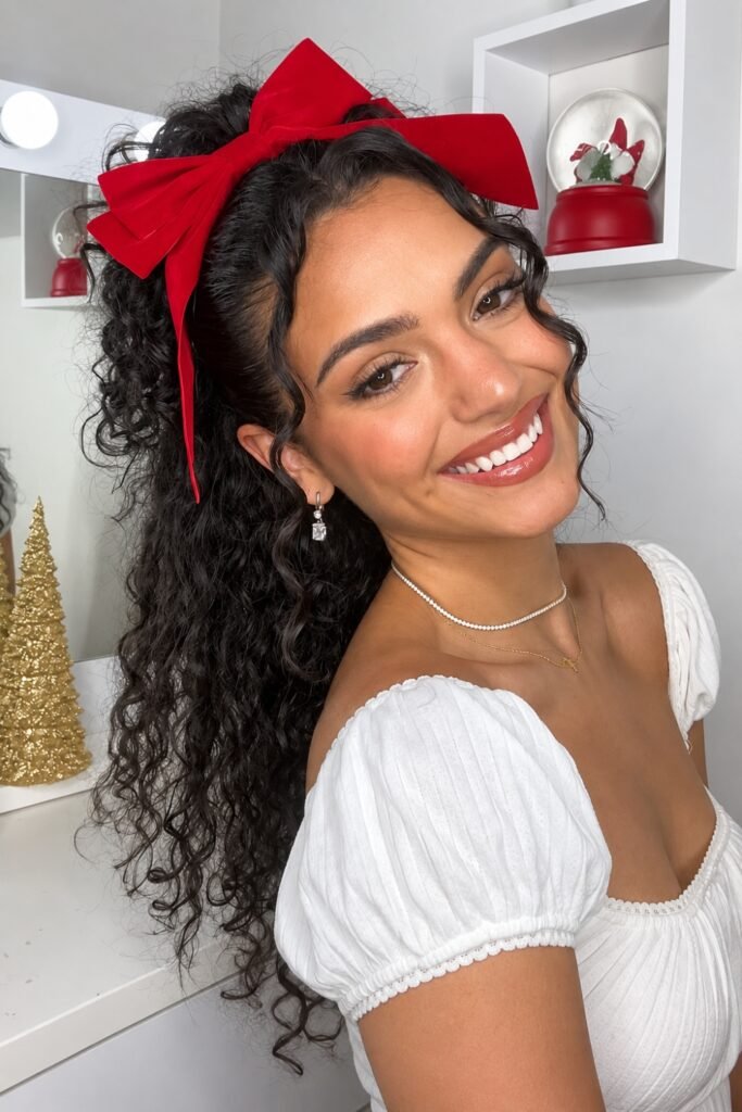 Curly Half-Up for Christmas