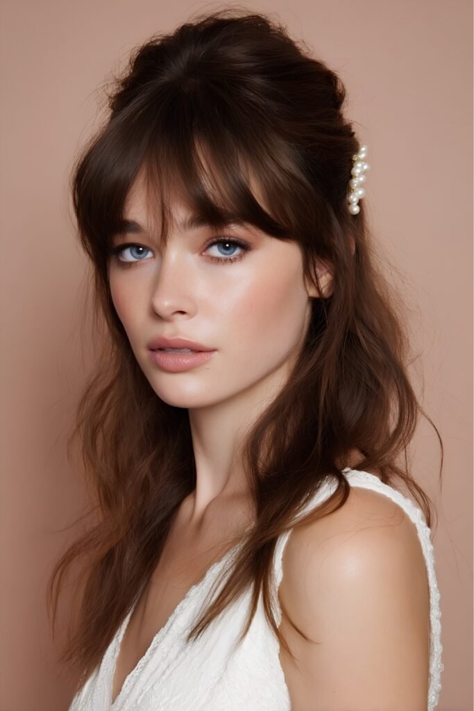 Curtain Fringe Half-Up with Pearl Pins