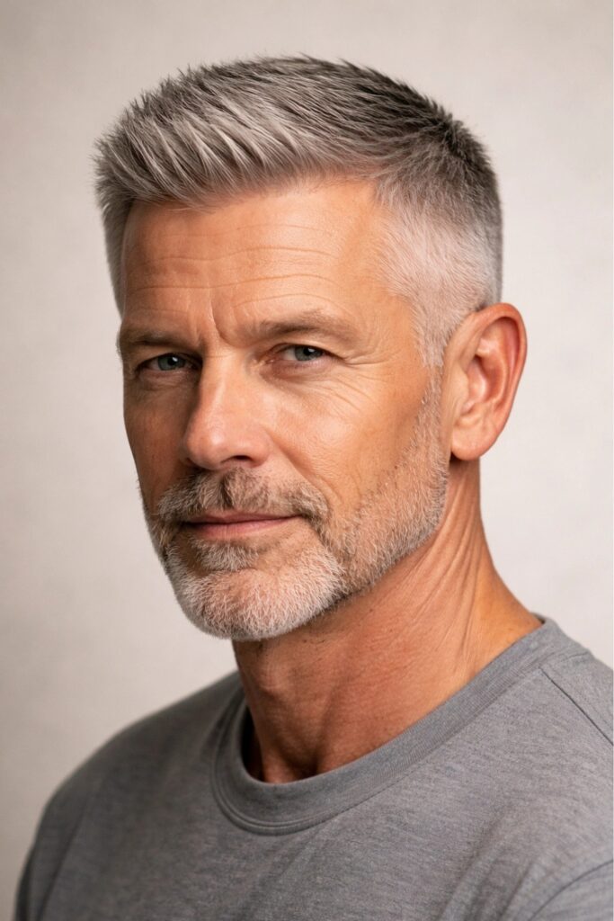Crew cut on an older man