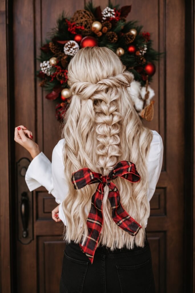 Dutch Braid into Half-Up