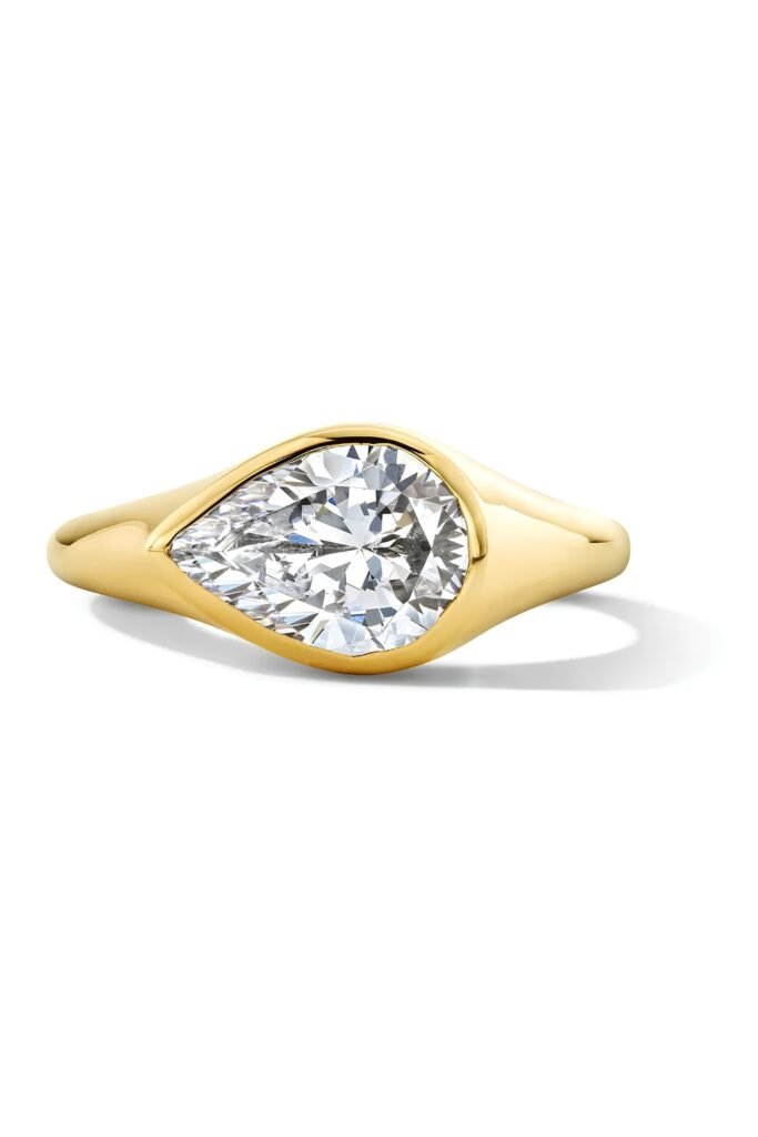 East-west bezel-set engagement ring