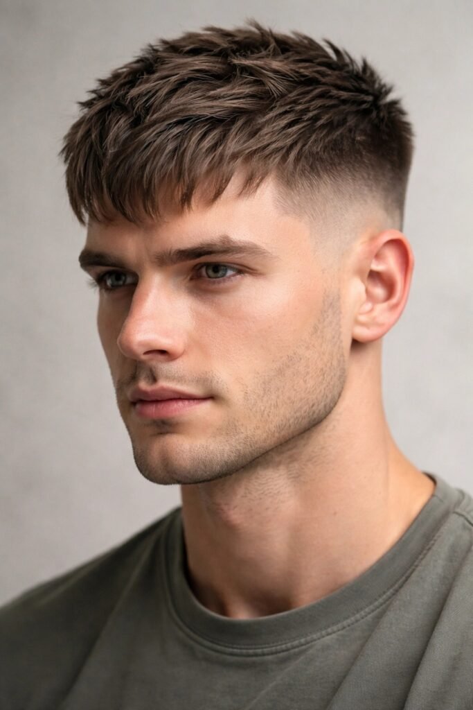 Man with a French crop and short fringe