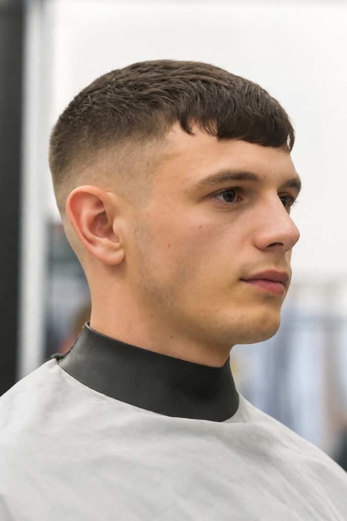Man with a French crop and short fringe