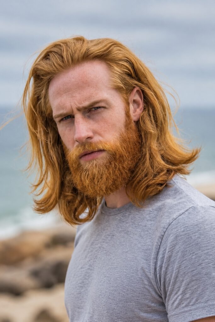 Ginger hair with a full beard