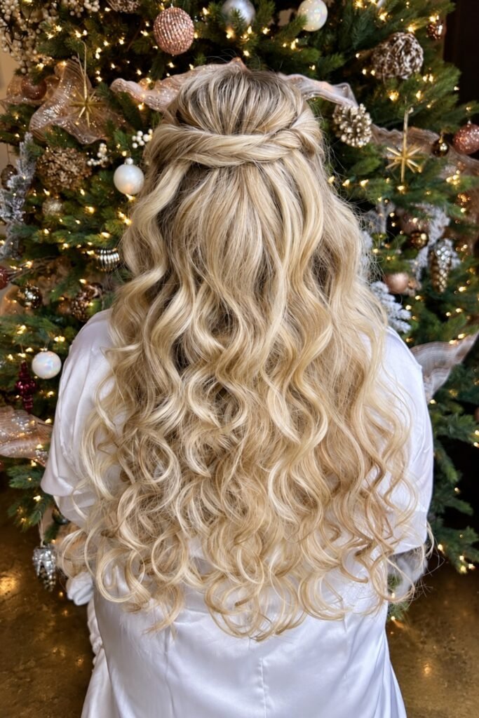 Glam Half-Up with Voluminous Curls